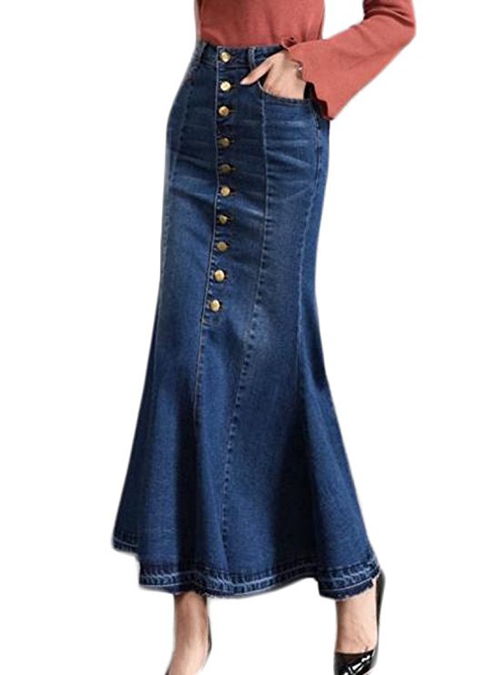 Button Up Mermaid Denim dress