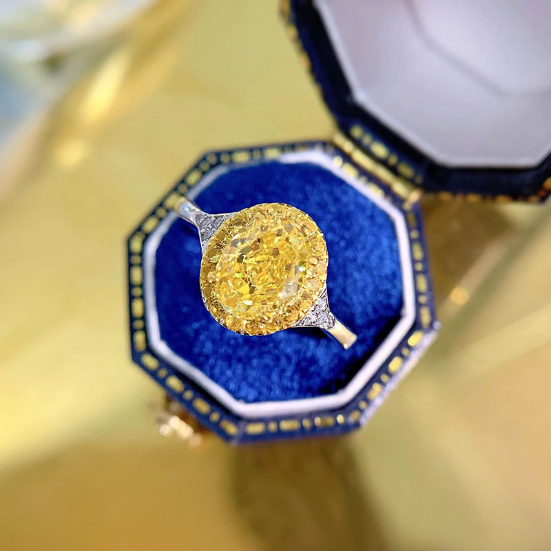 Fashion Simple High Carbon Diamond Yellow Diamond Ring