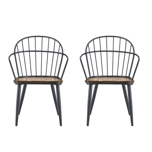 Indoor Dining Chair With Metal Legs Set Of 2,Light Birch