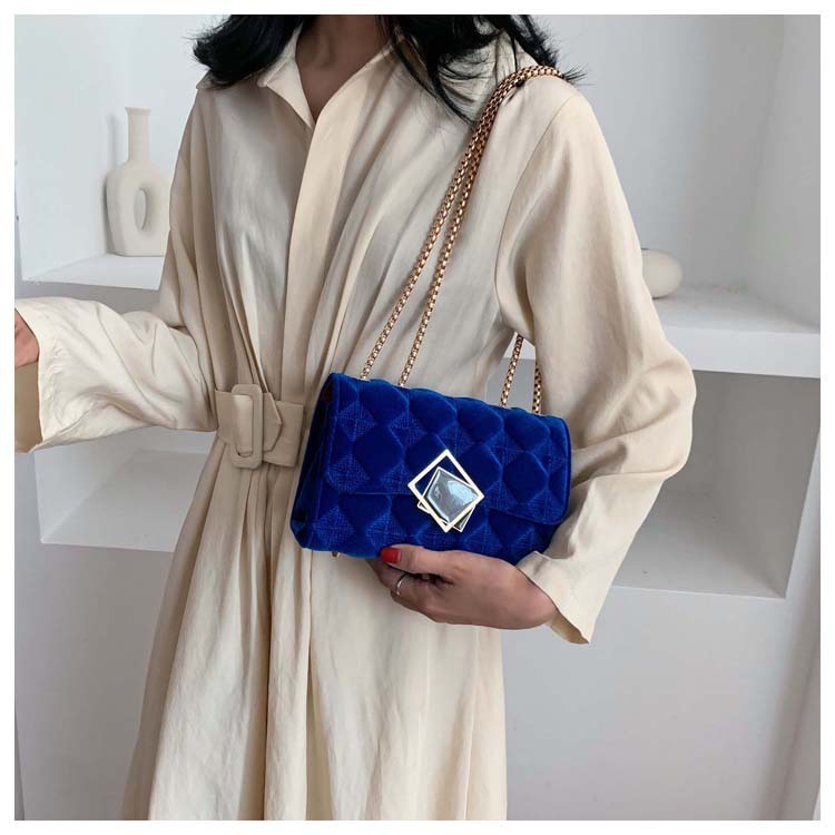 Velvet Diamond Chain Bag