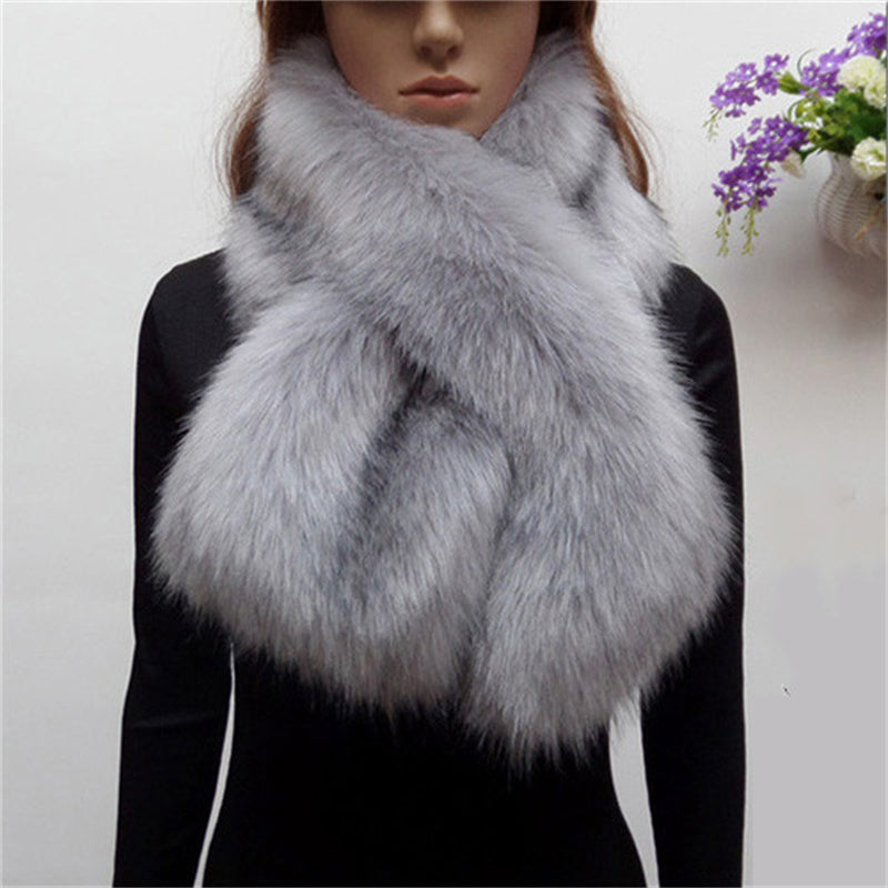 Women's Faux Fur All-Match Warmth Cross Scarf