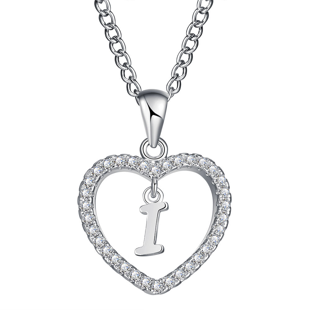 26-Letter Zircon Heart Necklace