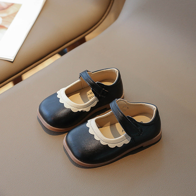 Girls' Princess Soft-Soled Lace Leather Shoes