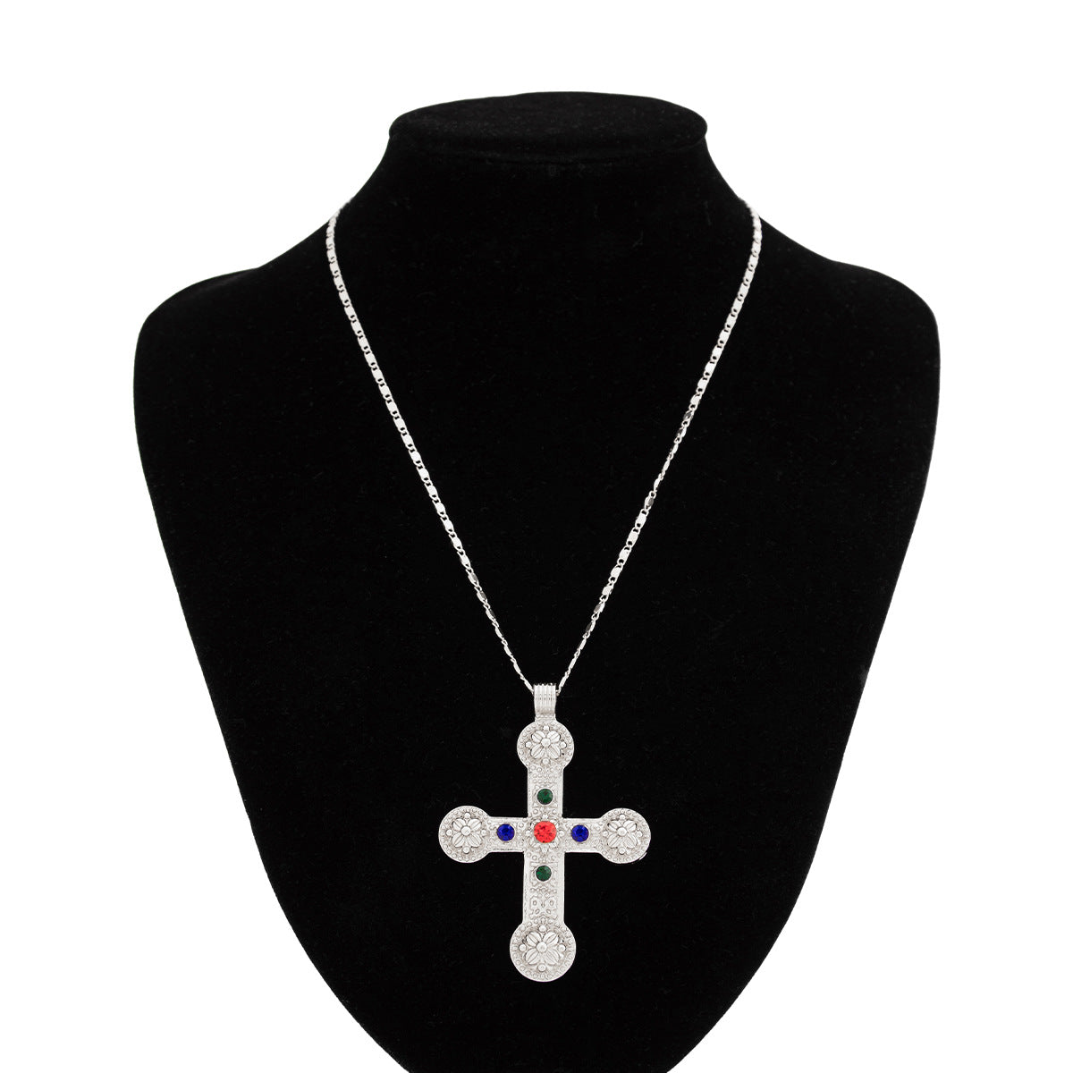 Hip Hop Niche Exaggerated Diamond Studded Cross Necklace