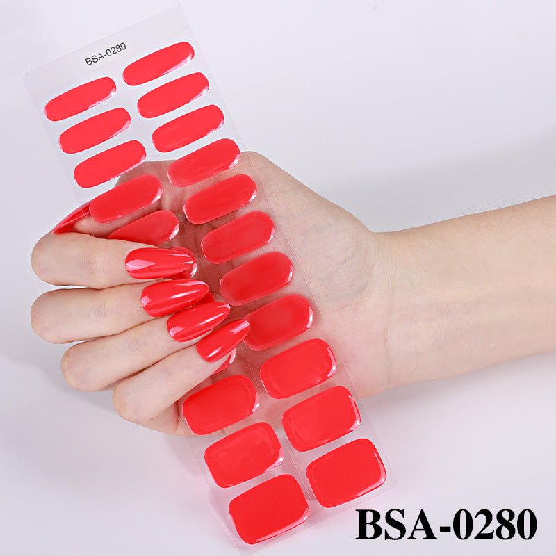 Simple Solid Color Scallion Powder No-Bake Gel Nail Stickers