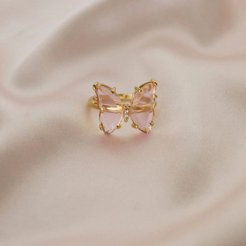 New Gold-Plated Crystal Butterfly Necklace