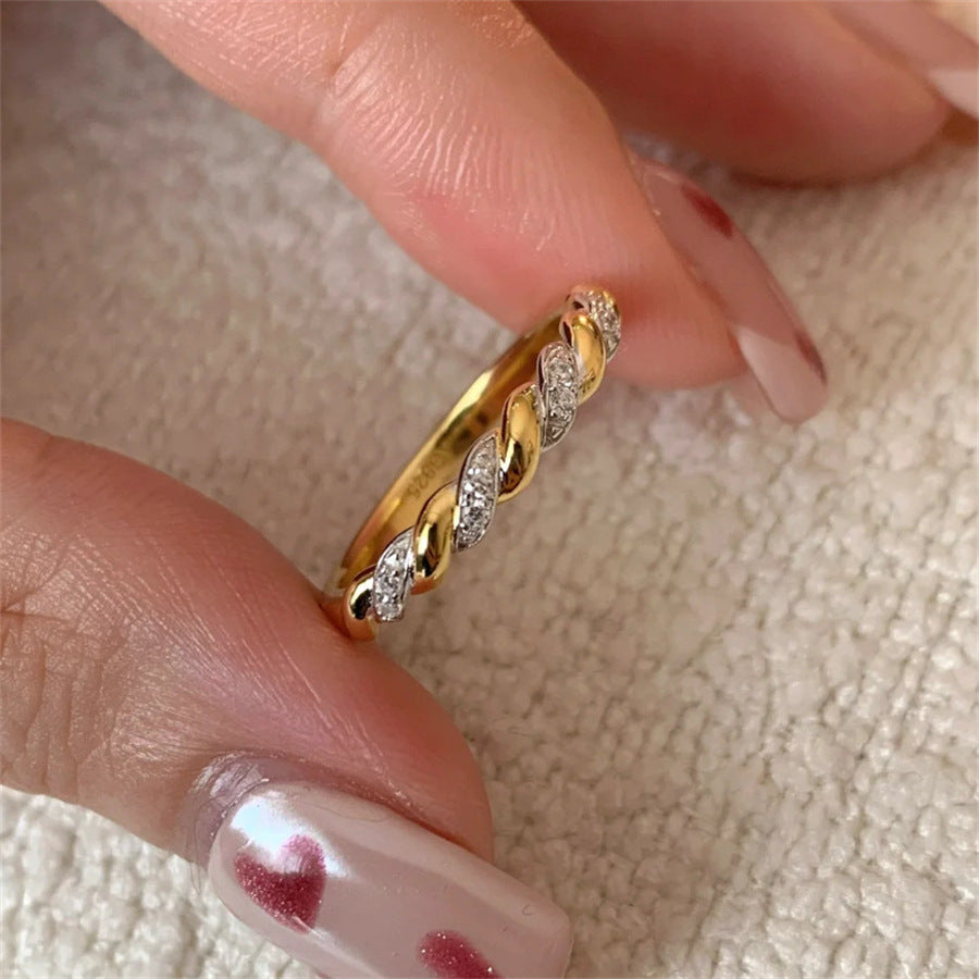 Antique Zircon Brushed Ring Female Retro Minority