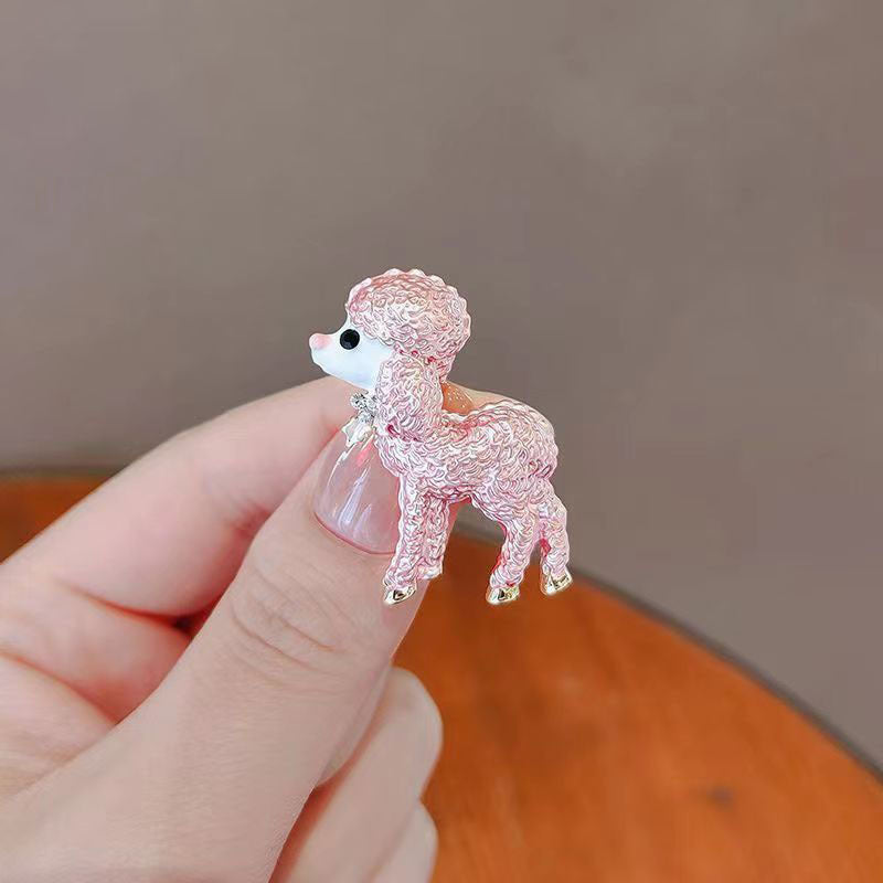 2PCS European And American Personalized Cute Enamel Alloy Poodle Brooch