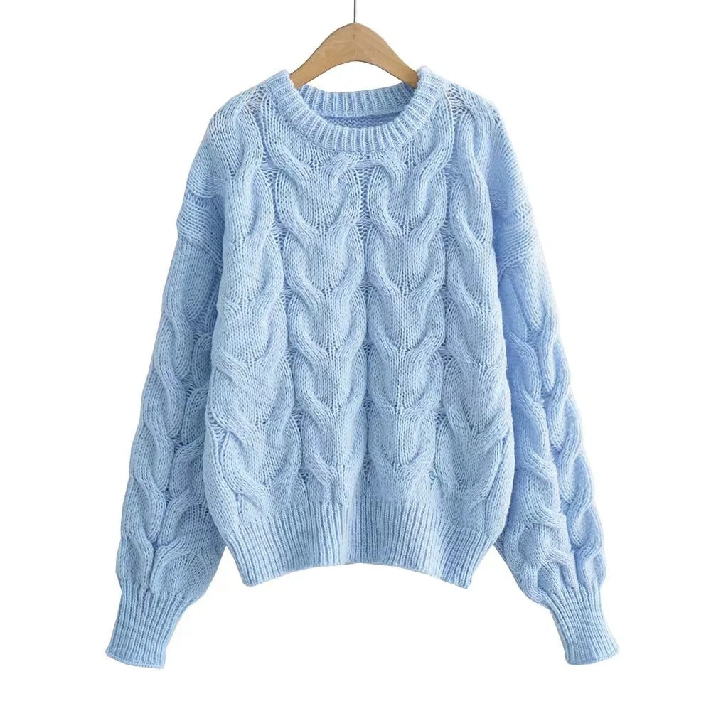 Heavy Industry Twist Woven Loose Knit Sweater Women's Clothing