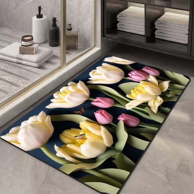 Soft Diatom Ooze Floor Bathroom Absorbent Bathroom Step Mat Quick-Drying Non-Slip Toilet Door Mat