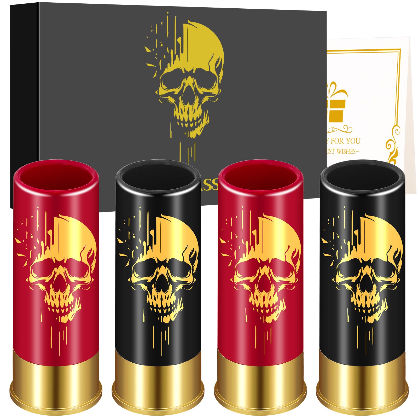 4pcs Skull Shot Glasses, 1.5oz - Reusable, High-Quality Plastic Bullet Cups For Whiskey, Cocktails & Wine, Perfect For Bars, Parties & Gifts