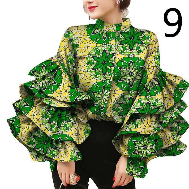 Women's Commuter Ruffle Sleeve Printed T-Shirt