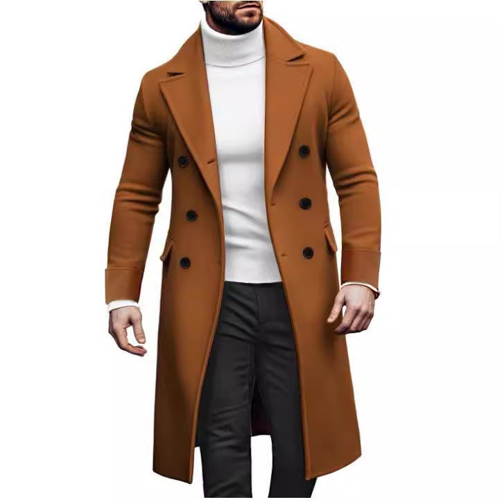 Woolen Large Overcoat Male Double-Breasted Coat
