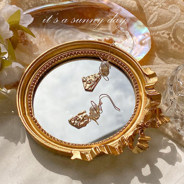 European Style Decorative Retro Mirror Headpiece Jewelry Tray Props