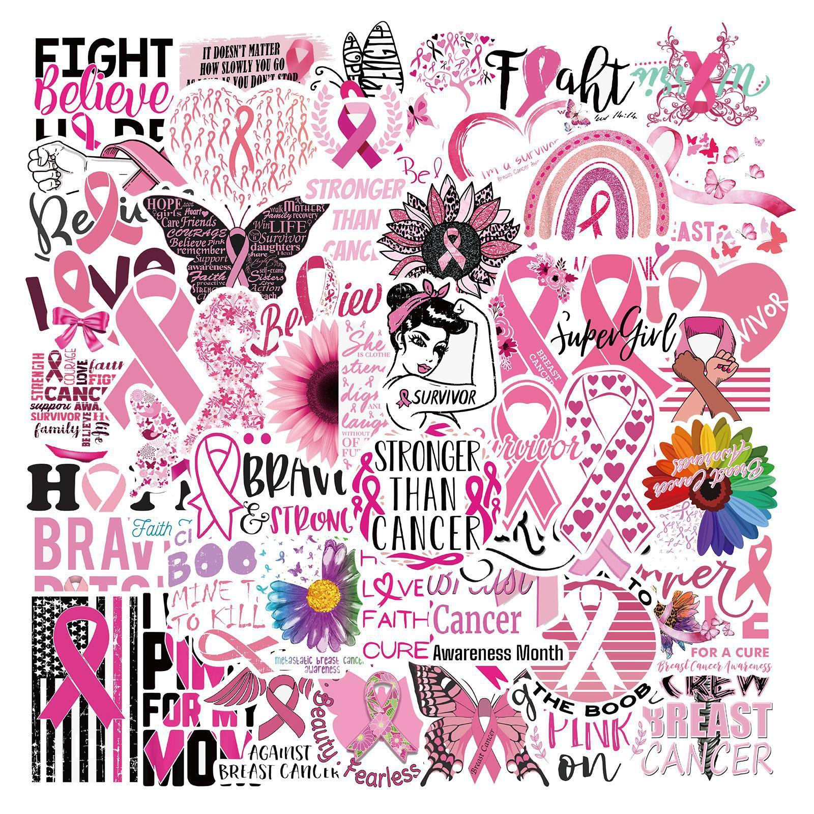 103050pcs Breast Cancer Awareness Stickers Ribbon