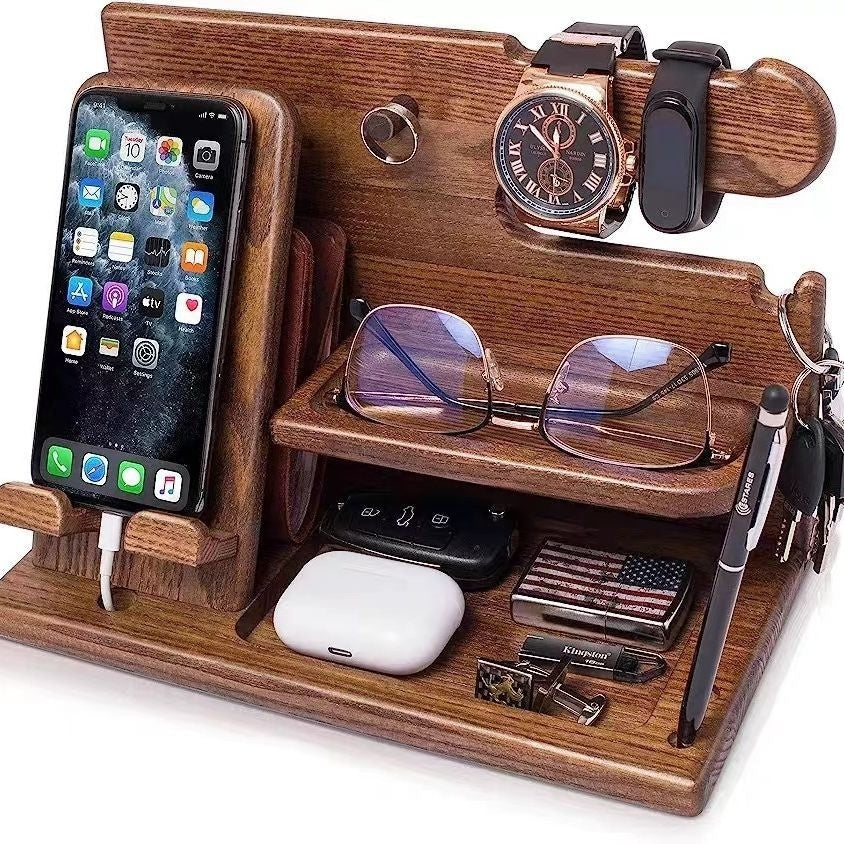 Solid Wood Phone Stand Desktop Creative Storage Rack
