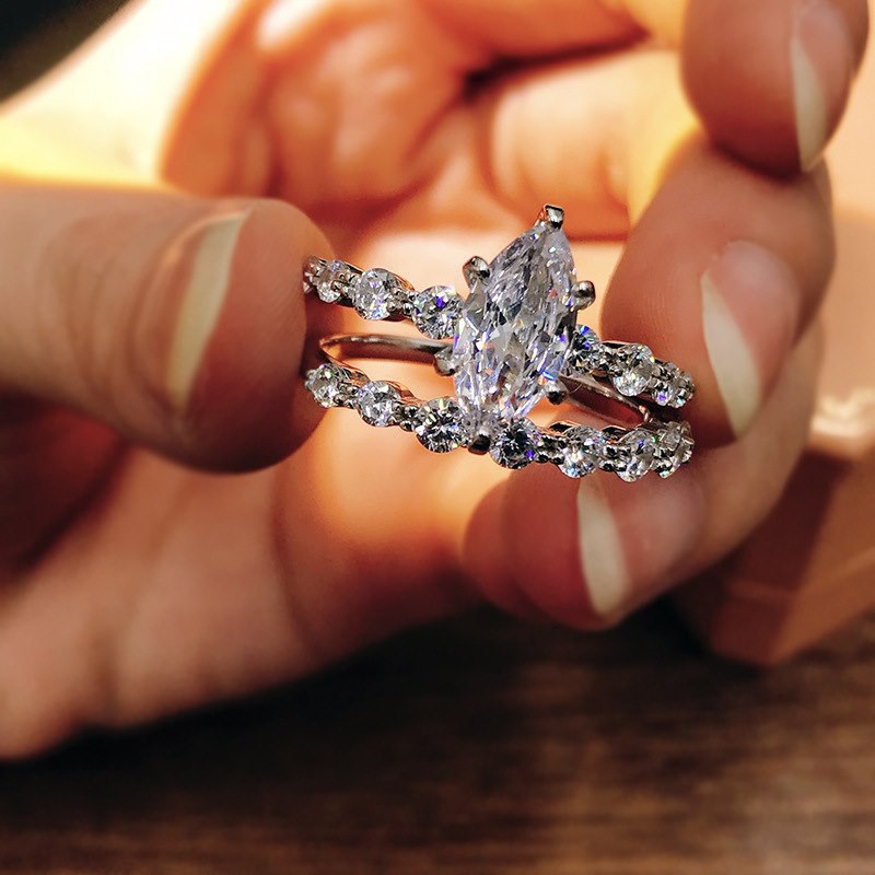Rhombus Personality Zircon Ring For Women