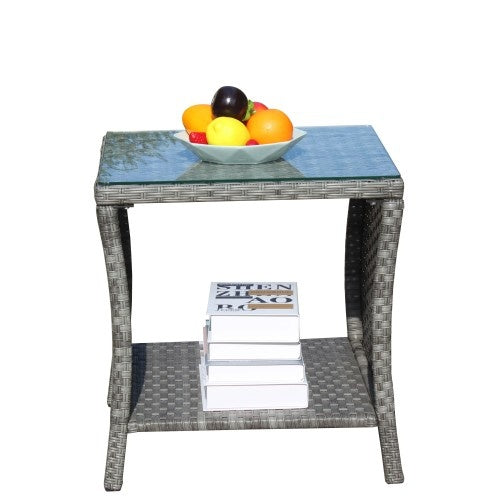 Outdoor Patio Furniture 1 Coffee Table With Clear Tempered Glass
