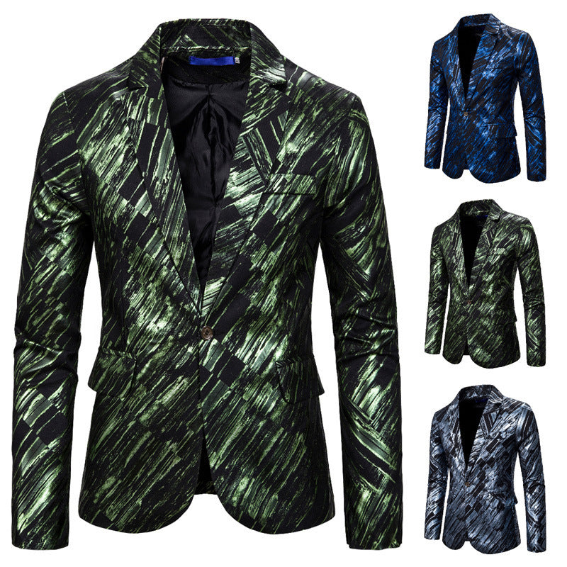 Fashion Print European Size Single-Breasted Men's Suits