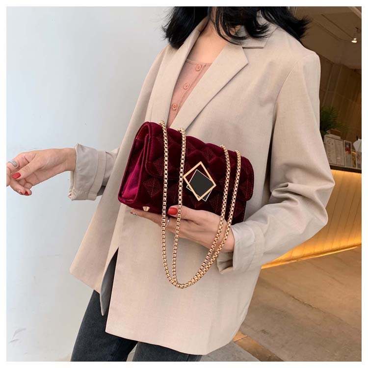 Velvet Diamond Chain Bag