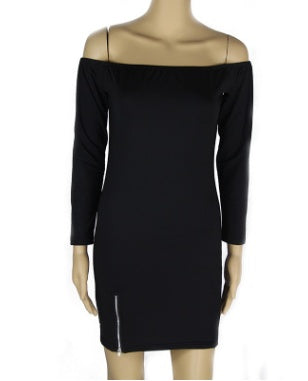 USA SIZE Black and White Long-Sleeved Bottoming Skirt with a Word Shoulder Bag Hip Skirt