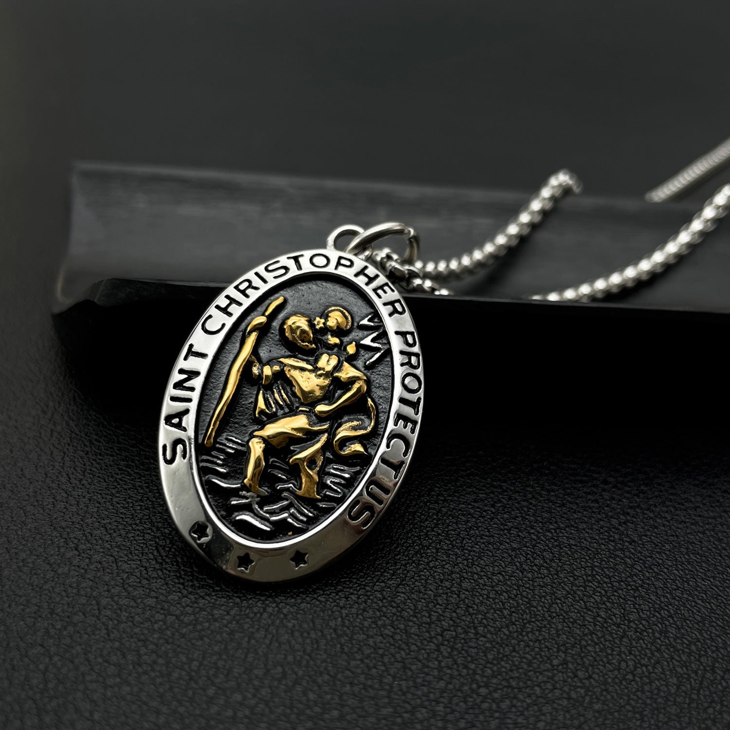 Stainless Steel St Christopher Men's Necklace
