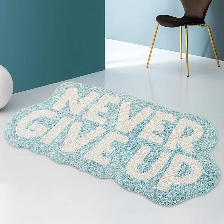 Ins Text Flocking Ground Mats Household Bathroom Non-Slip Absorbent Floor Mat Carpet