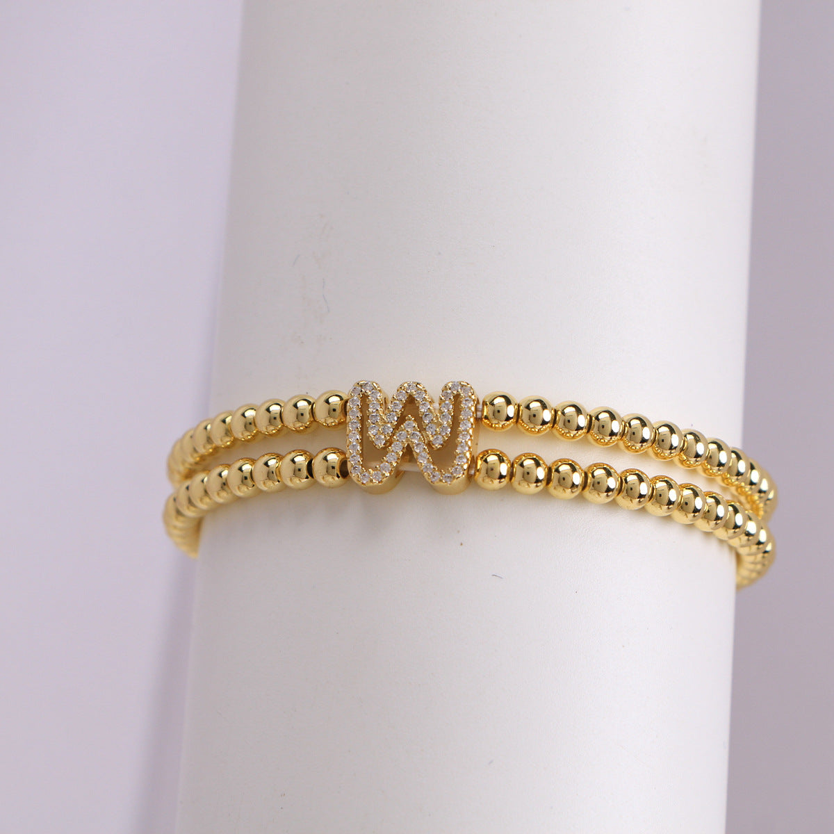 Copper-Plated 18k Gold Zircon Bead Bracelet