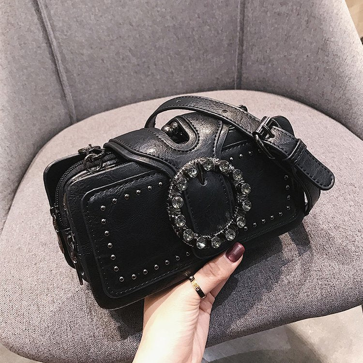 Retro Diamond-Studded Small Square Bag Korean Messenger Bag