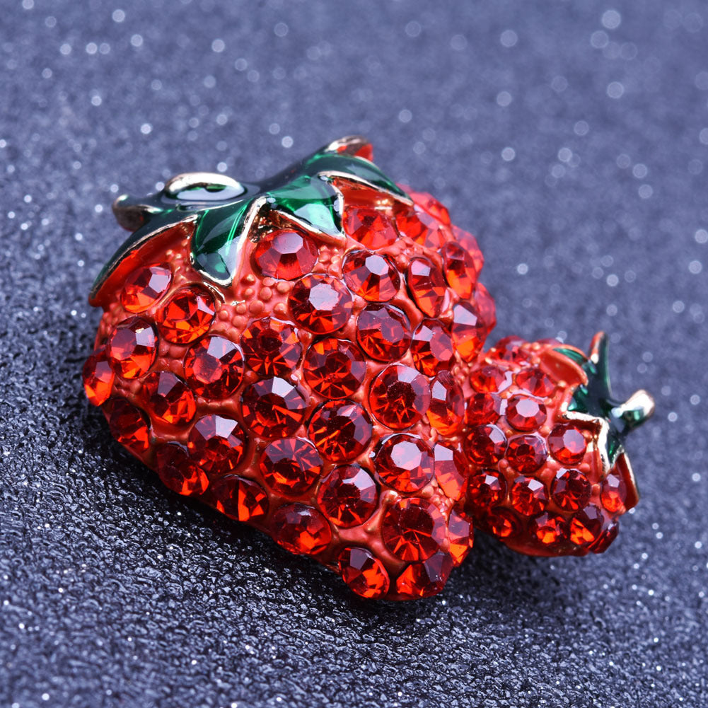 Versatile Strawberry Brooch with Diamond