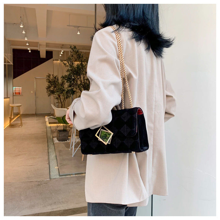 Velvet Diamond Chain Bag