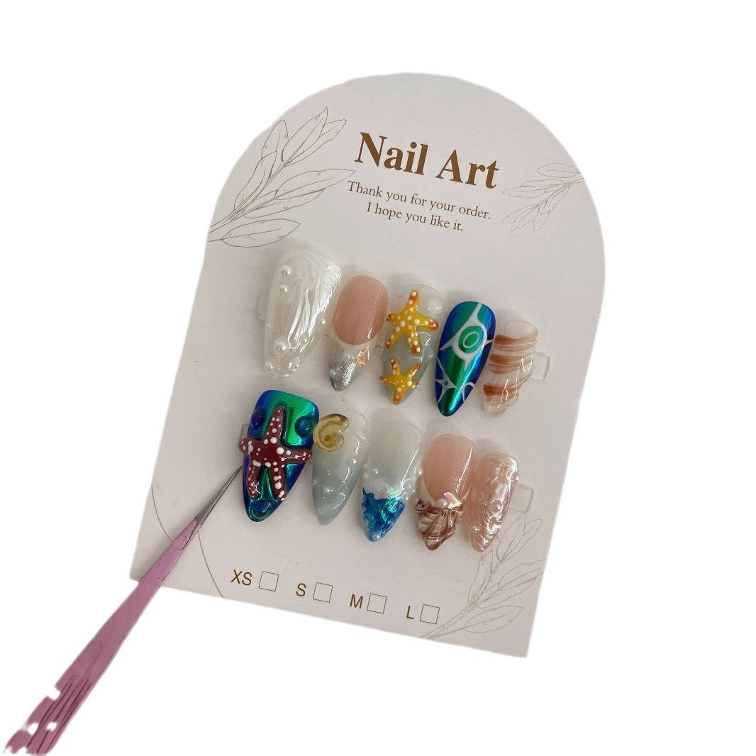 Hand-Painted Happy Underwater World Manicure