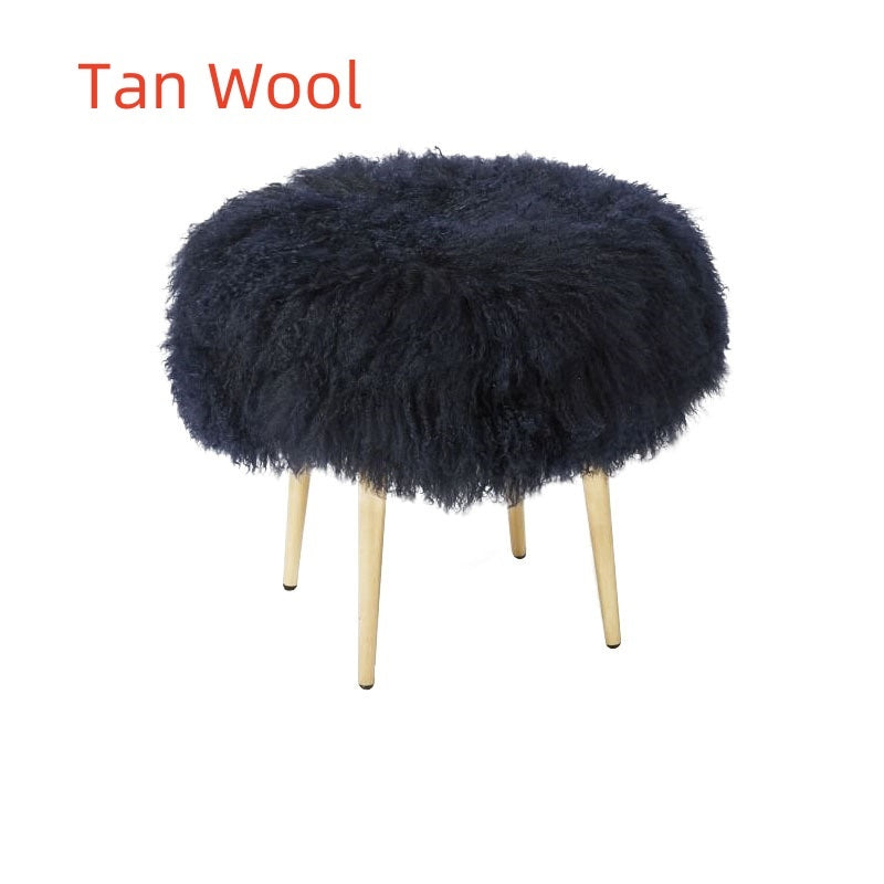 Tan Wool Makeup Dressing Shoe Changing Low Stool