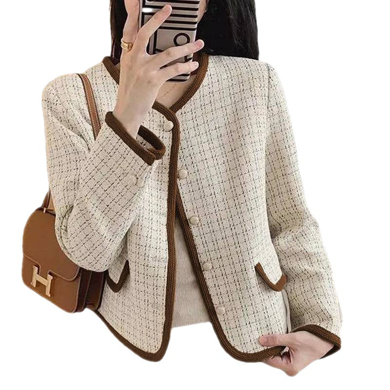 Small Country Style Houndstooth Short Coat Women Loose Top