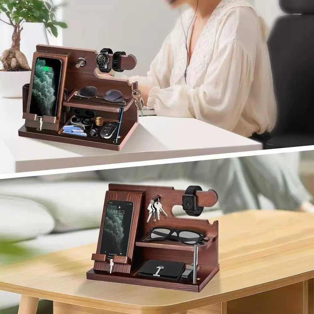 Solid Wood Phone Stand Desktop Creative Storage Rack