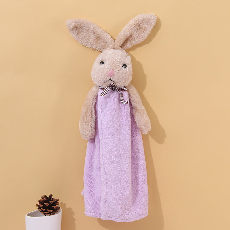 Coral Velvet Hanging Rabbit Towel