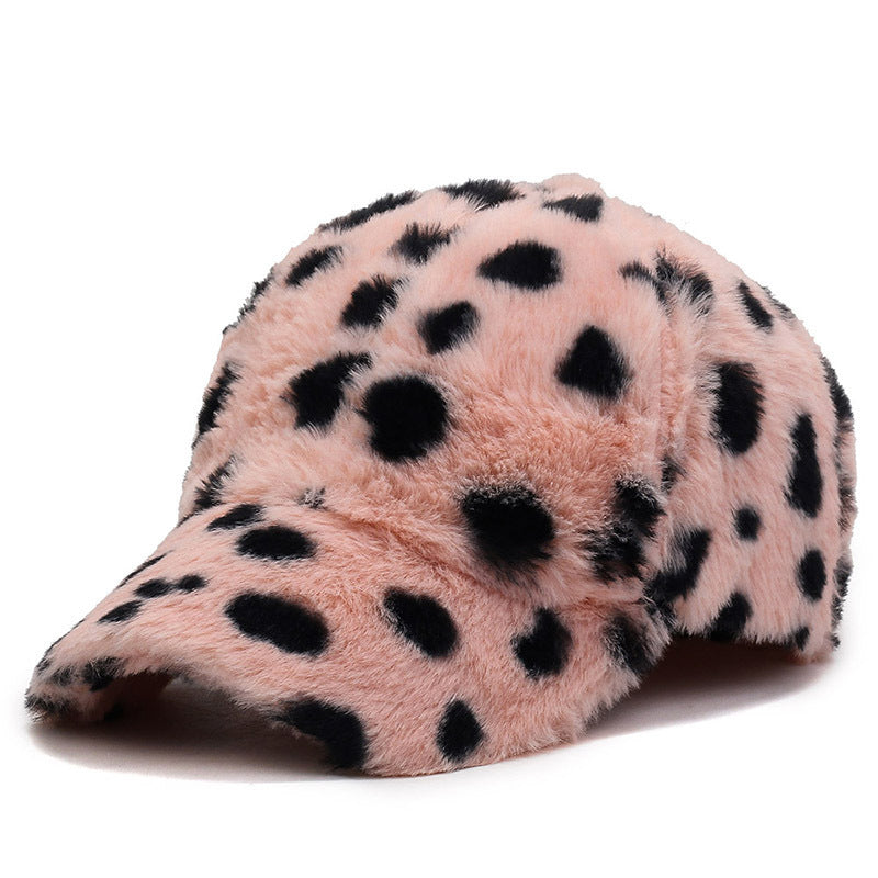 Fashion Leopard Fleece Baseball All-Matching Peaked Cap