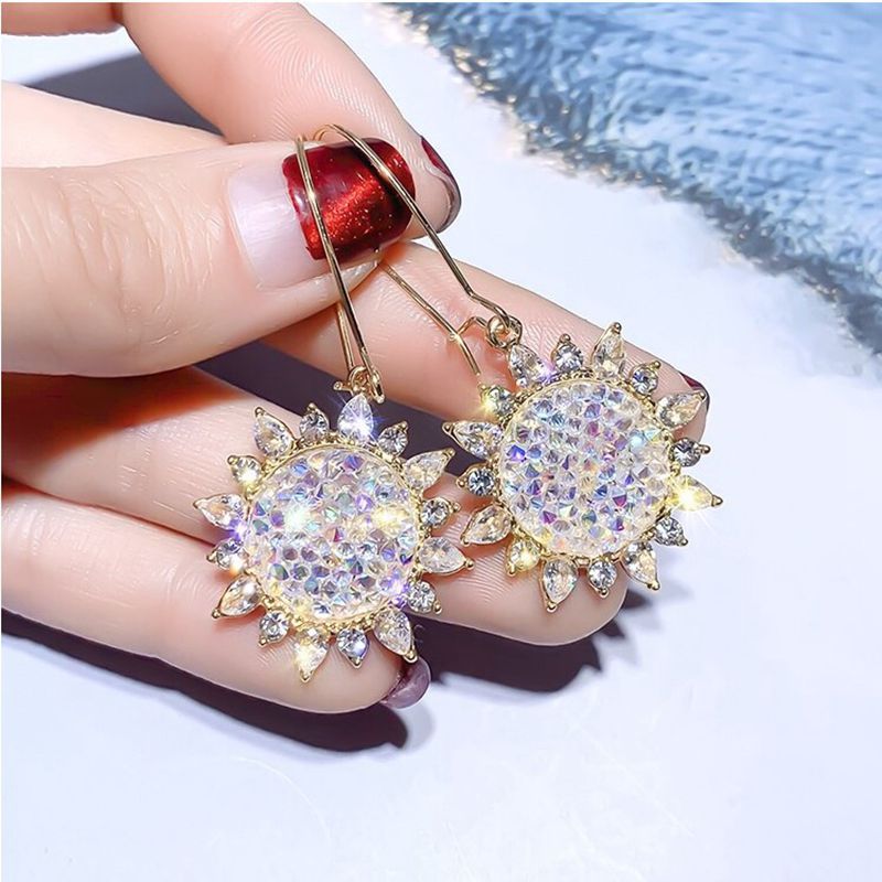 Broken Diamond Sun Flower Earrings