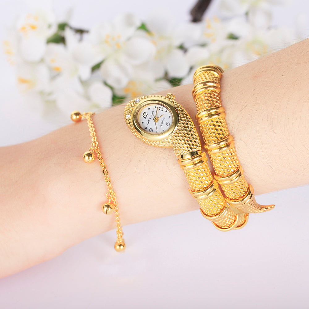 Women's Watch Bracelet Gold Snake Watch