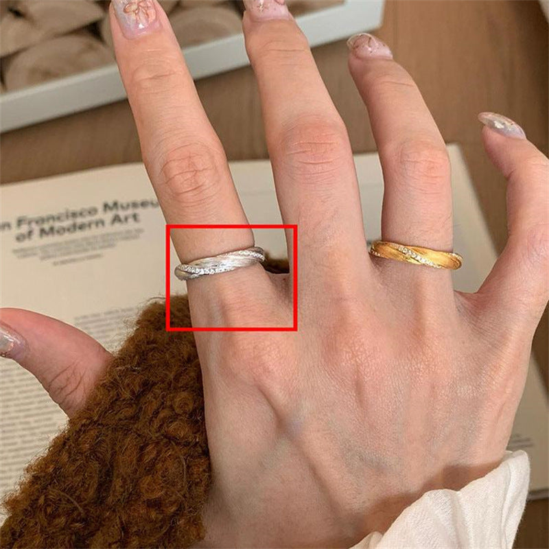 Antique Zircon Brushed Ring Female Retro Minority