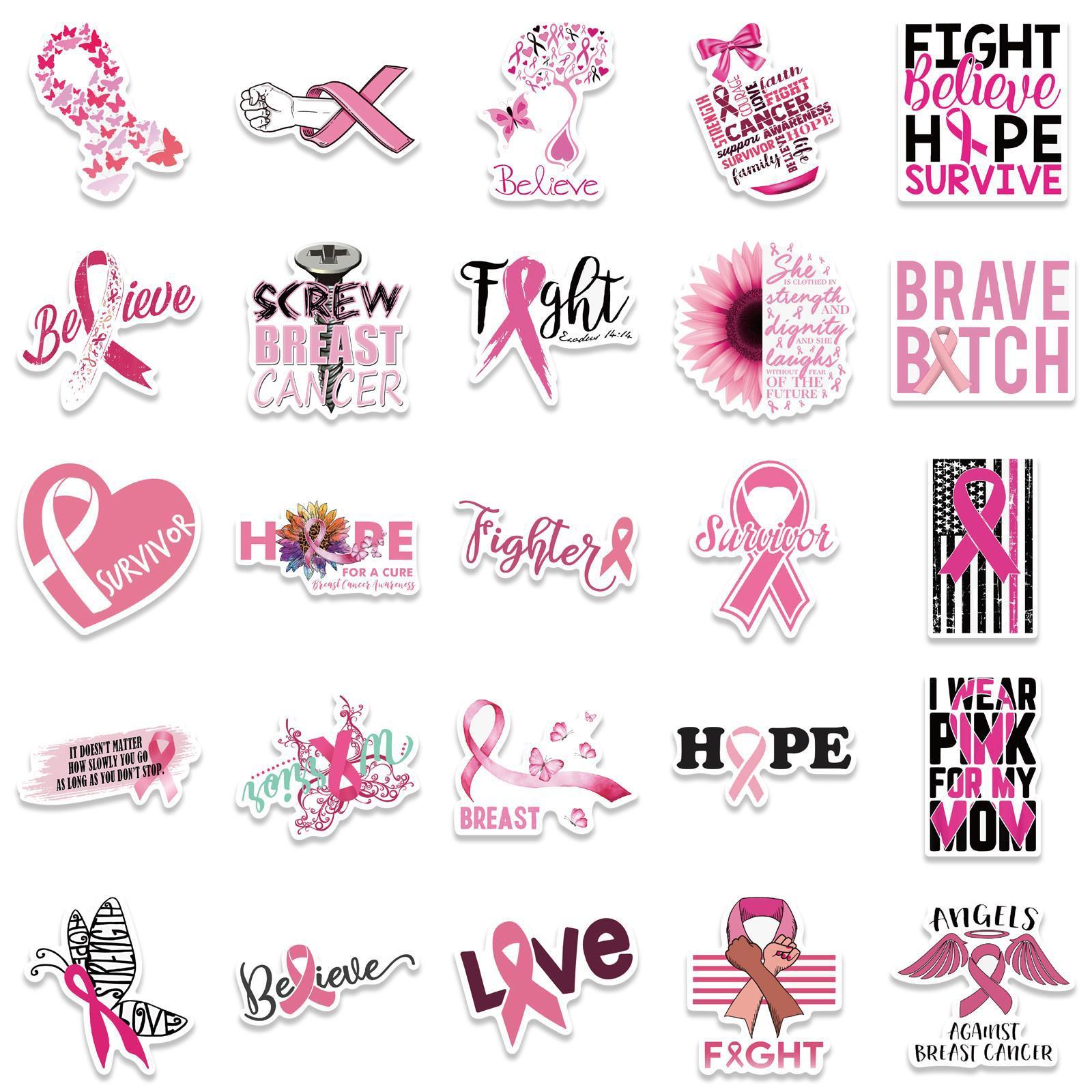 103050pcs Breast Cancer Awareness Stickers Ribbon