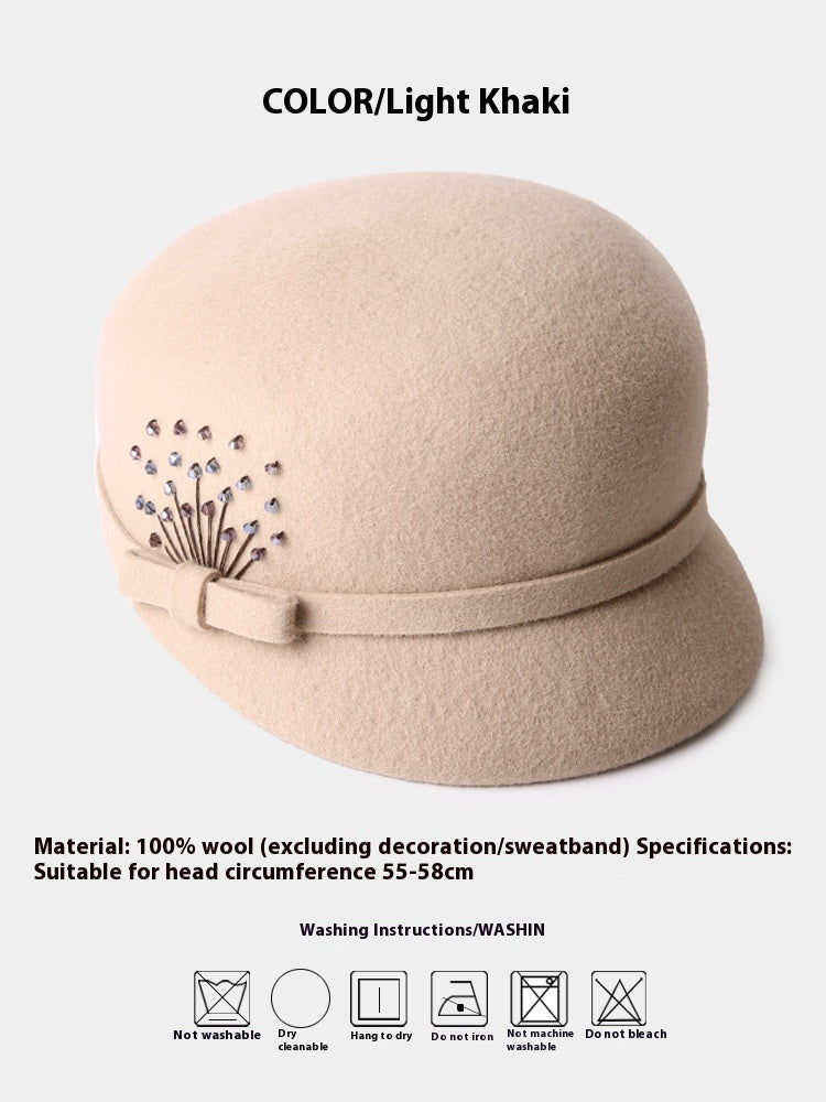 Wool Peaked Cap Casual Woolen Felt Hat