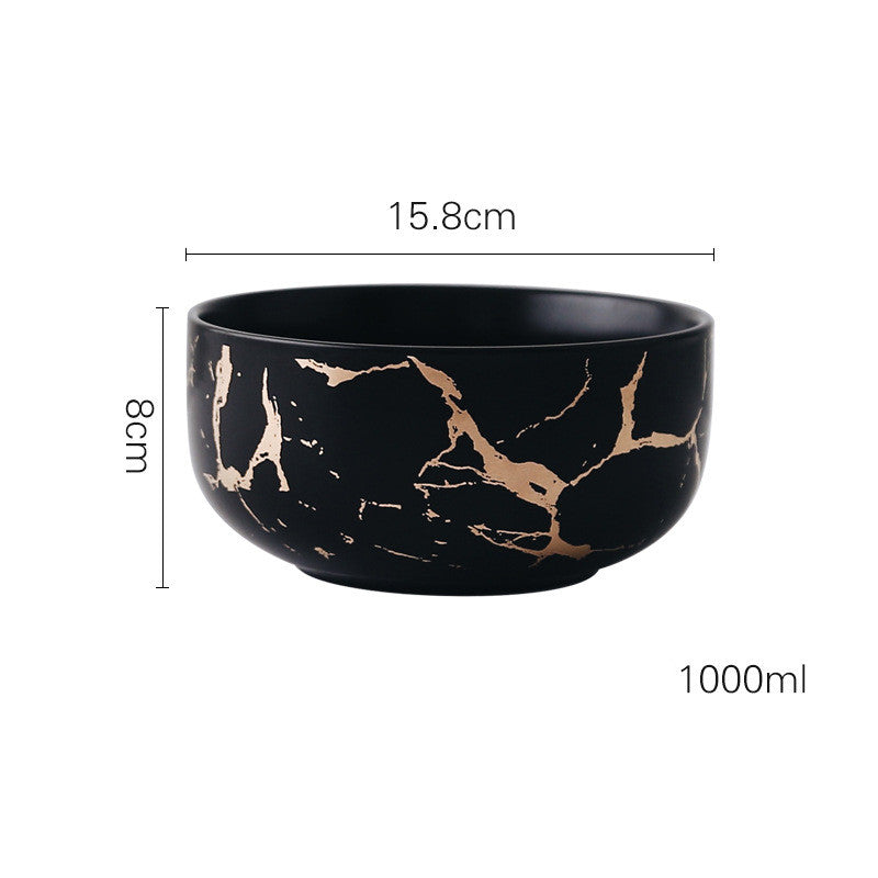 Marble Gold Ceramic Household Plate