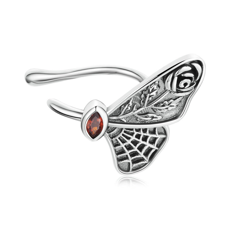 Butterfly Stud Earrings Red Zircon Pattern Insect Earrings