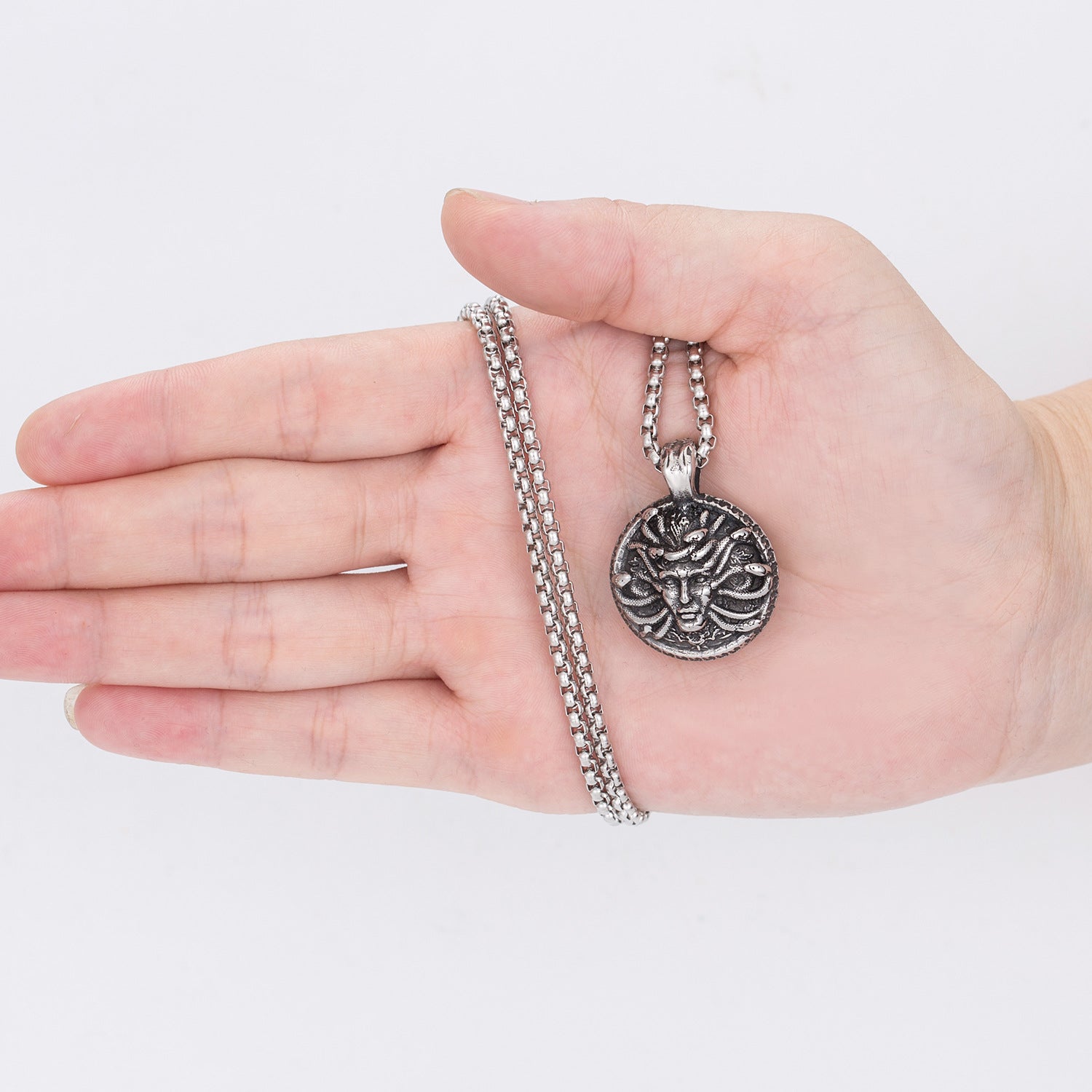 Greek Mythology Snake Head Medusa Titanium Necklace