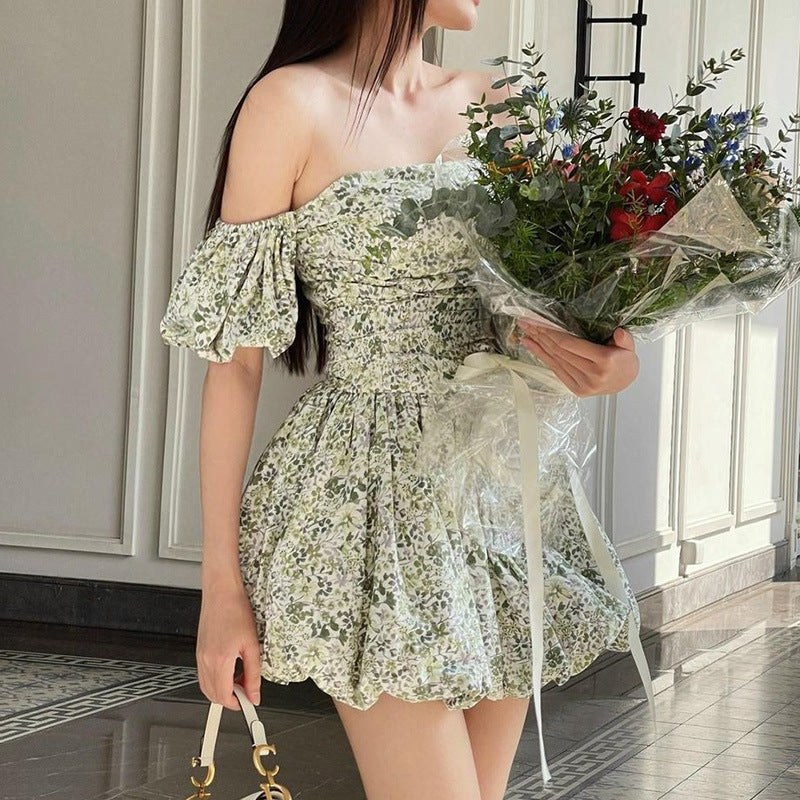 Fragmented Flower A Swing Off Shoulder Two Wear Dress