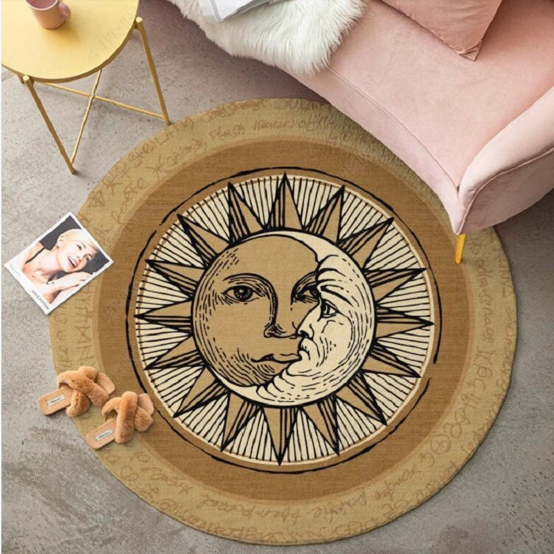 Nordic Geometric Round Crystal Velvet Floor Mat Household Absorbent Coffee Table Mat