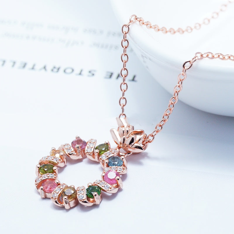 Women's Fashion Dry Spin Peony Flower Crown Doughnut Pendant Necklace