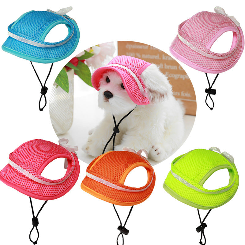 Breathable Sun-proof Bowknot Leaking Ears Pet Hat