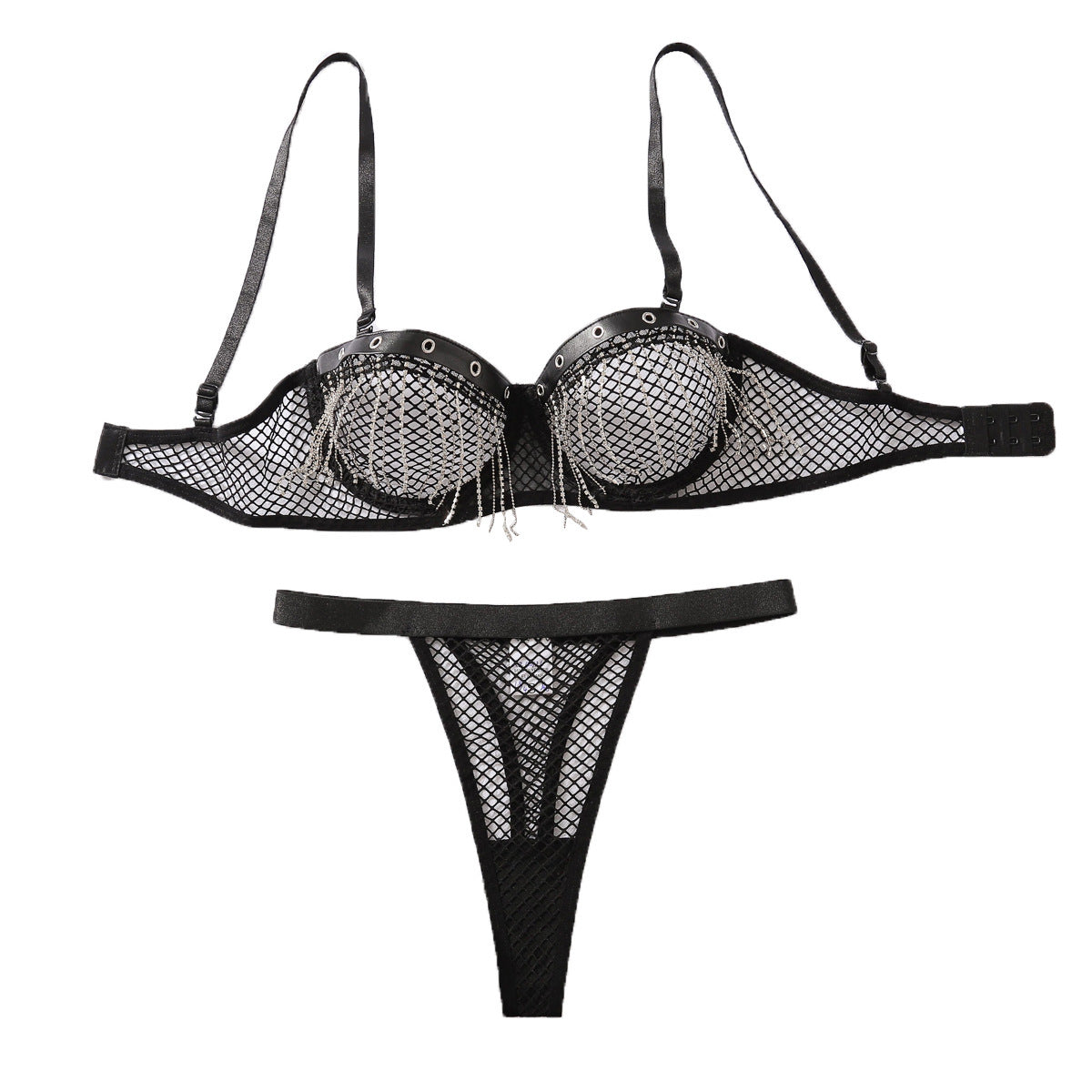 Fishnet Underwear Chain Hollow Out Two-Piece Set
